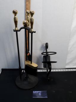 Metal Fireplace set, metal wall hanger