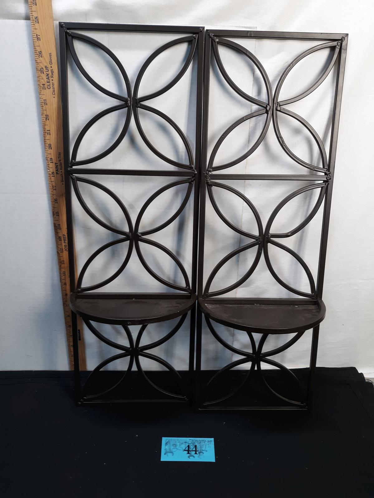 Set of Two metal décor wall knick knack/candle shelf