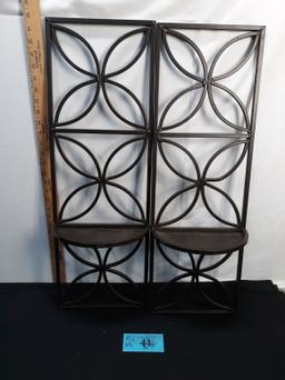 Set of Two metal décor wall knick knack/candle shelf
