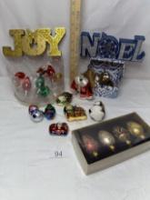 Box Lot/Glass Christmas Tree Ornaments, ETC