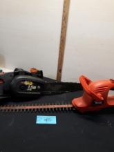 Electric Black and Decker Hedge Trimmer, Chain Saw, both works