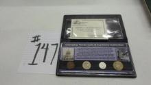 changing times coin set by FCM mint, includes 1946 penny, 1981 P nickel, 1964 D silver dime, and a 1