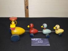 Vintage Wooden Duck with Babies Toy