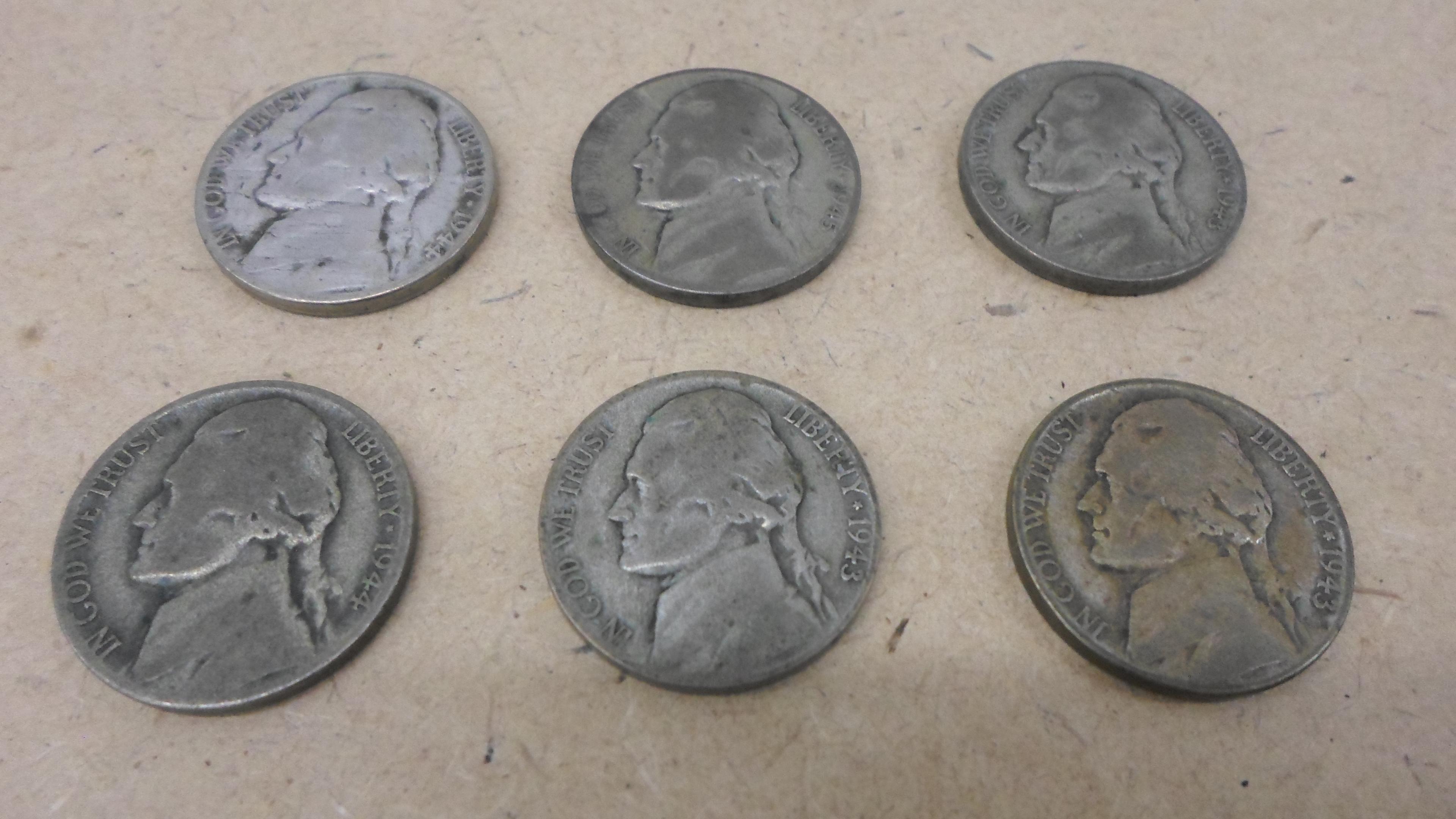 WW2 ncikels, lot of 6 all are silver