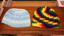 very nice hand sewn items, two hats and a pair of gloves like new