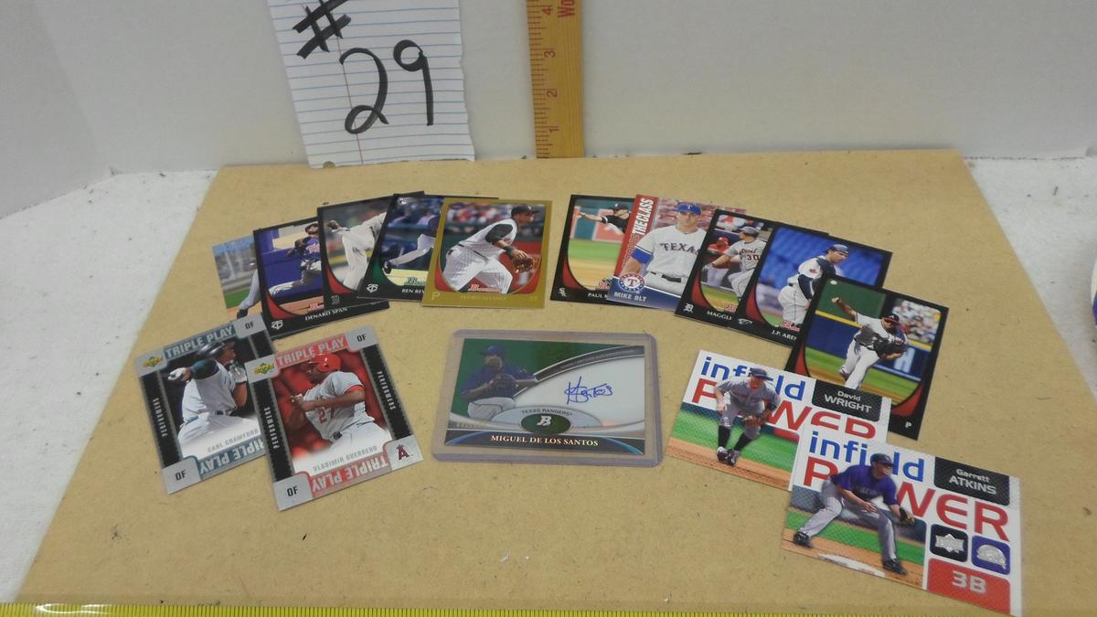 baseball cards, a certified signed Miguel De Los Santos card and mixed special issue cards mint