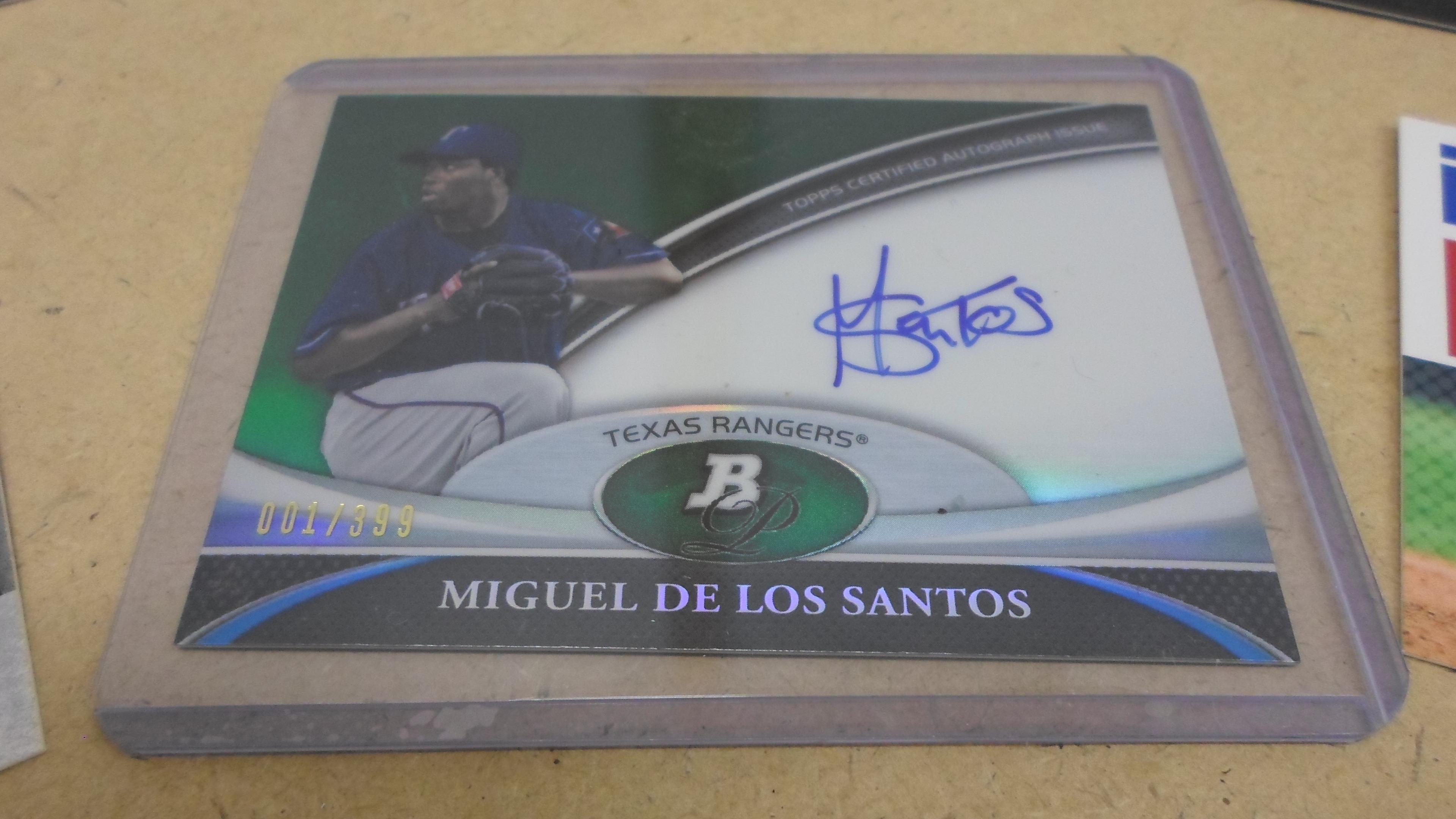 baseball cards, a certified signed Miguel De Los Santos card and mixed special issue cards mint