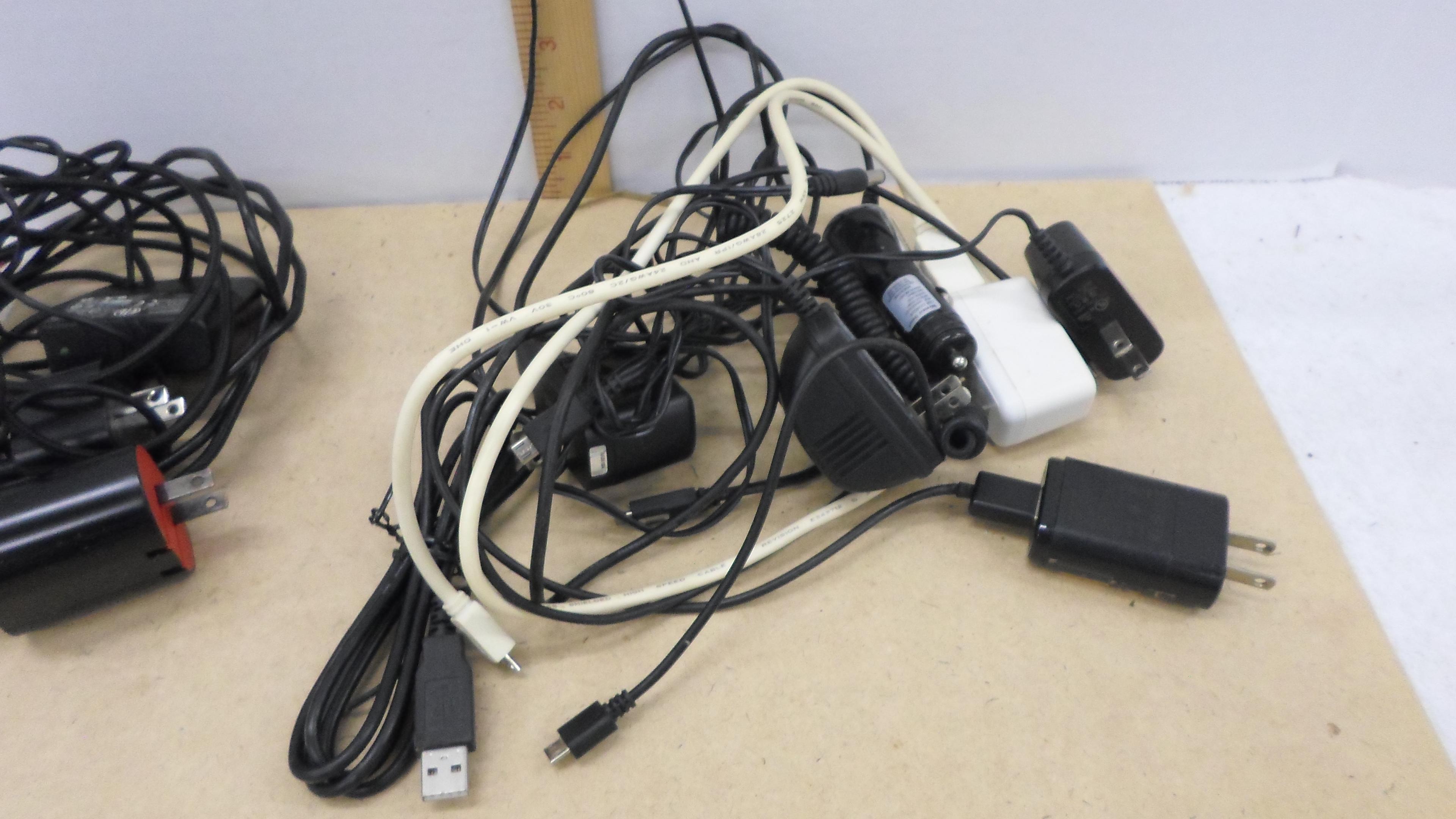 phone chargers, various android and type C chargers