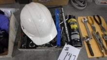 shop lot, various tools, hard hats and more