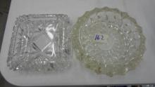 crystal ashtrays, lot of two