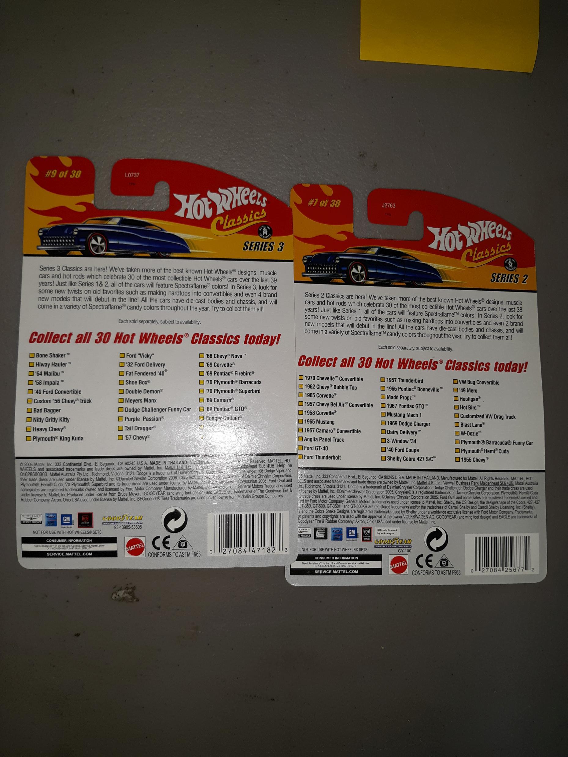 Hot Wheels Classics, Qty:2 Unopened