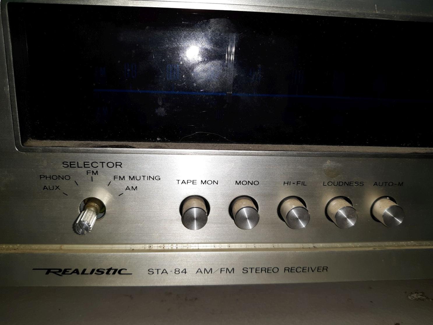 Realistic AM/FM Stereo Receiver, powers on