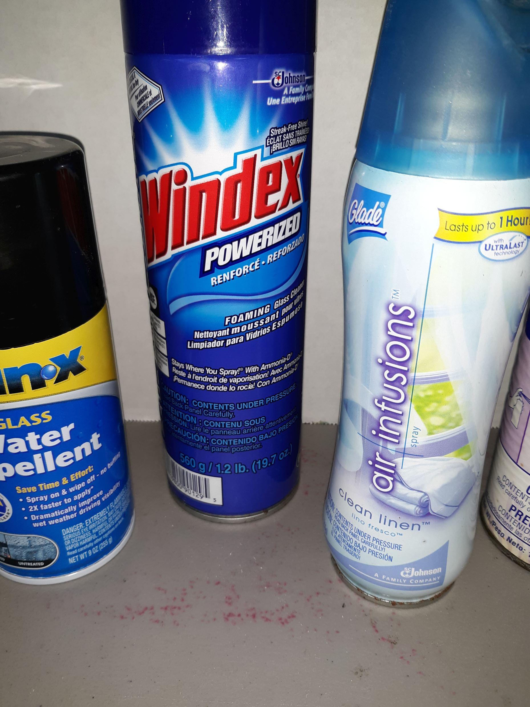 Cleaner Lot, De-icer, Rain X, Windex, Glass Cleaner, Glade, Oil Mist