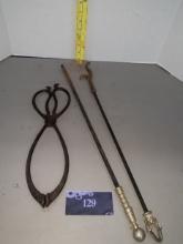 Vintage Metal Tongs, Fireplace Pokers