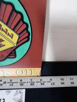 Gold Shell Motor Oil Metal Sign