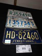 3 License Plates, Private, Truck and Motor Home