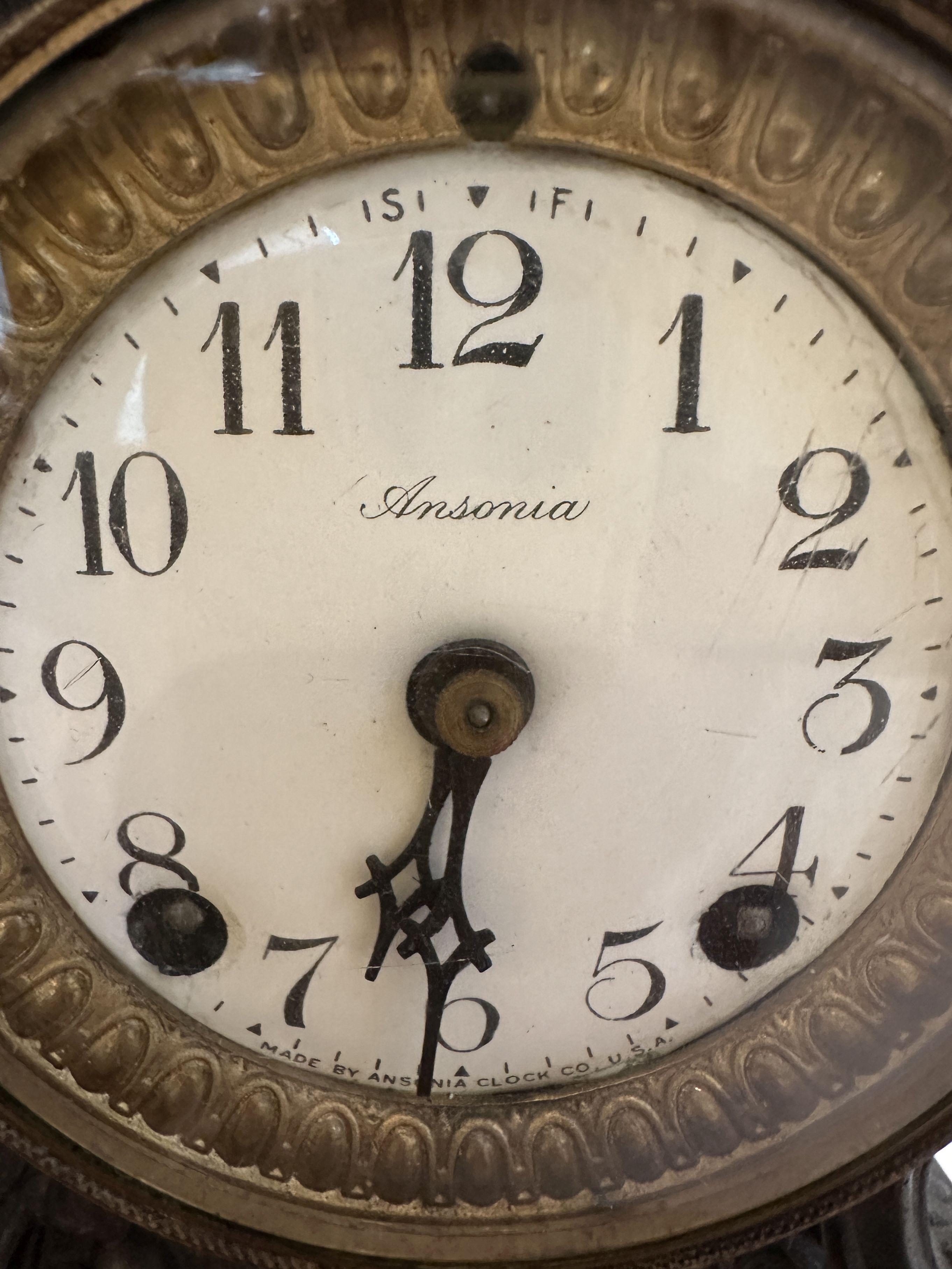 Heavy Cast Mantle Clock/Ansonia with Key
