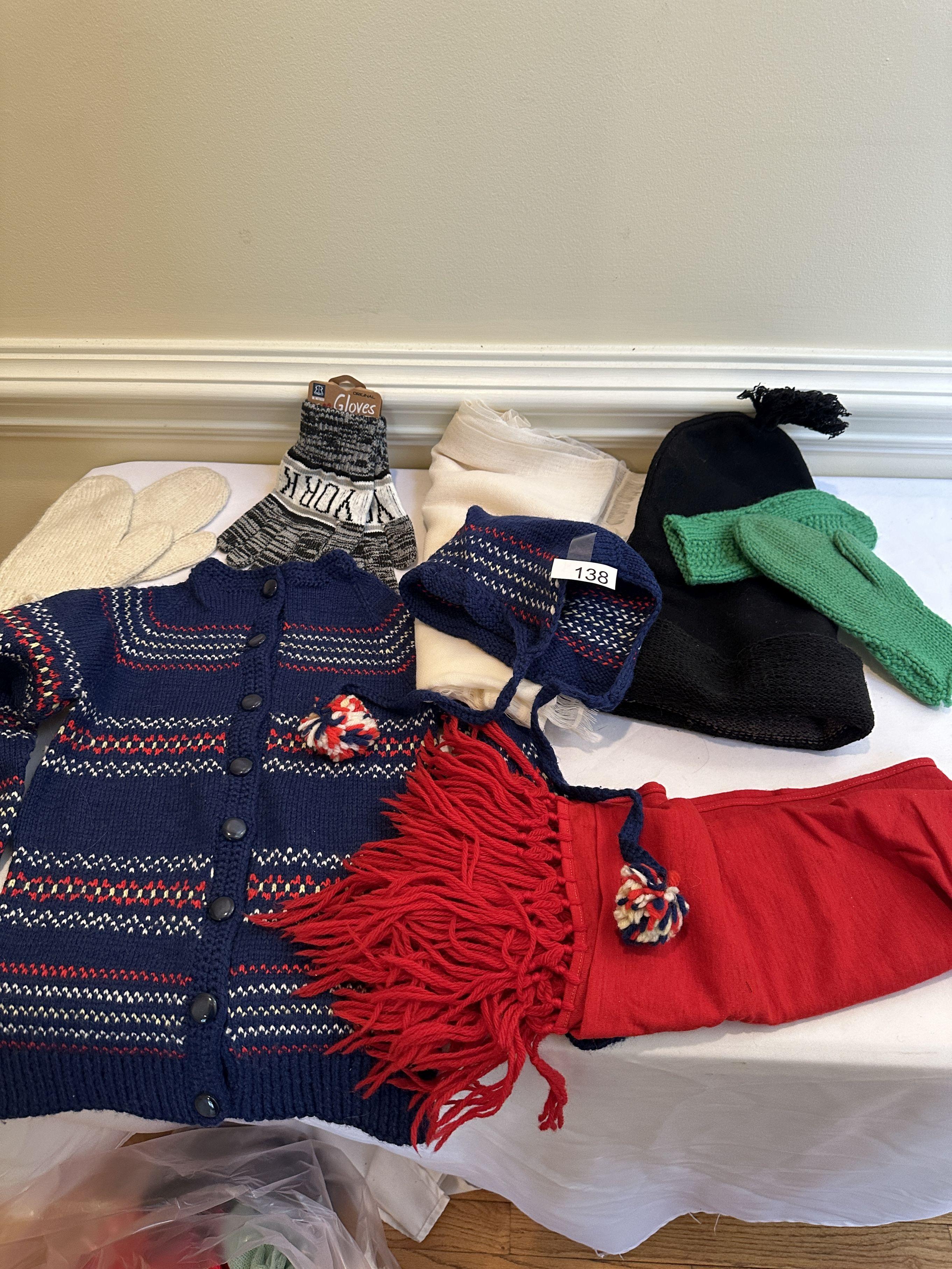 Box Lot/Vintage Toddler/Kids Clothes, Gloves, Caps (Some Seem Hand Made)