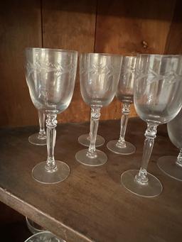 Top Shelf Lot/Box Lot/Stemware Glasses (Crystal???)