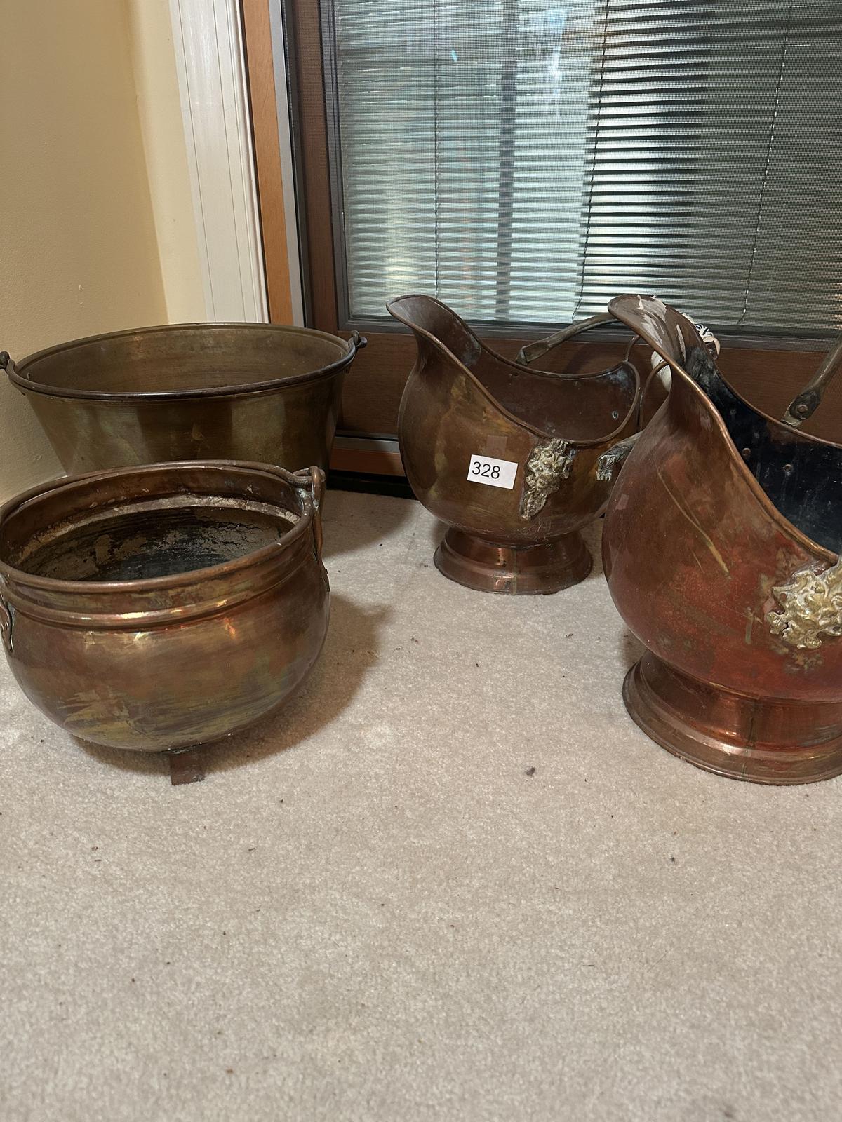 Box Lot/Brass & Copper Décor Buckets