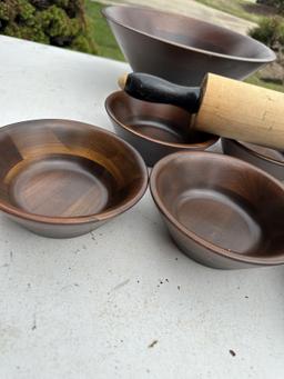 Box Lot/Real Walnut Wood Bowls, Vermillion Walnut, Rolling Pin, ETC