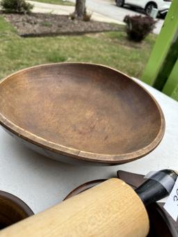 Box Lot/Real Walnut Wood Bowls, Vermillion Walnut, Rolling Pin, ETC