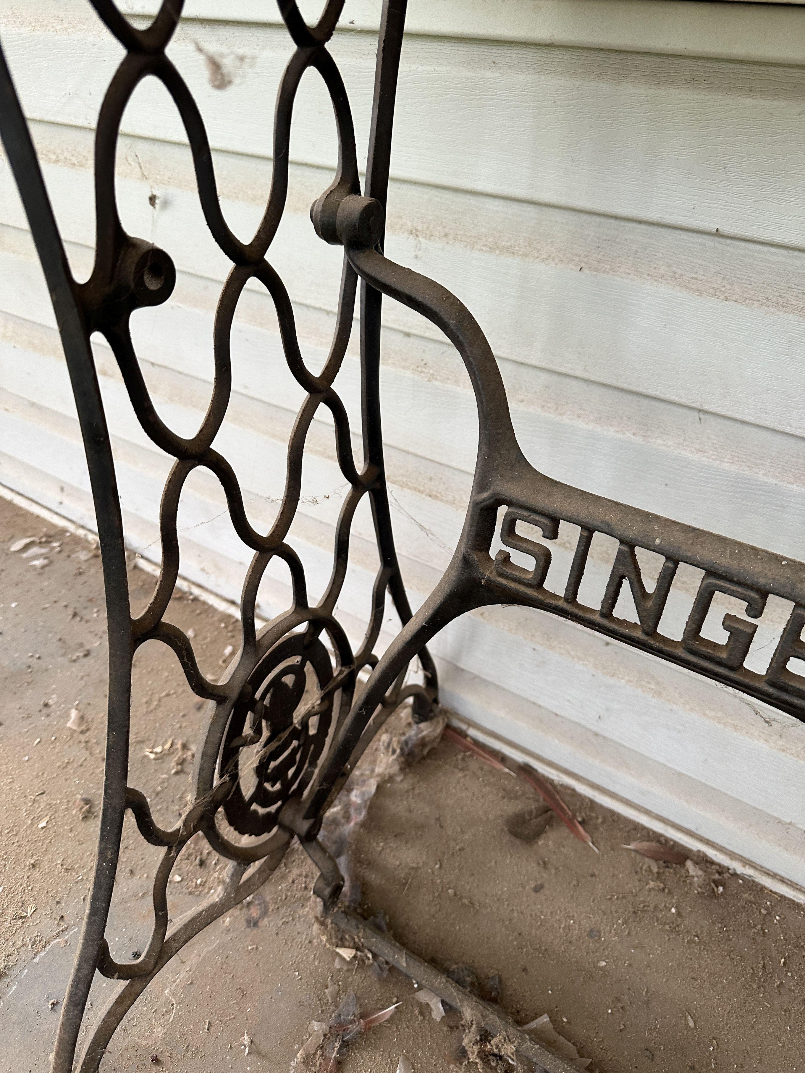 Vintage Singer Frame with Wooden Top (Local Pick Up Only)