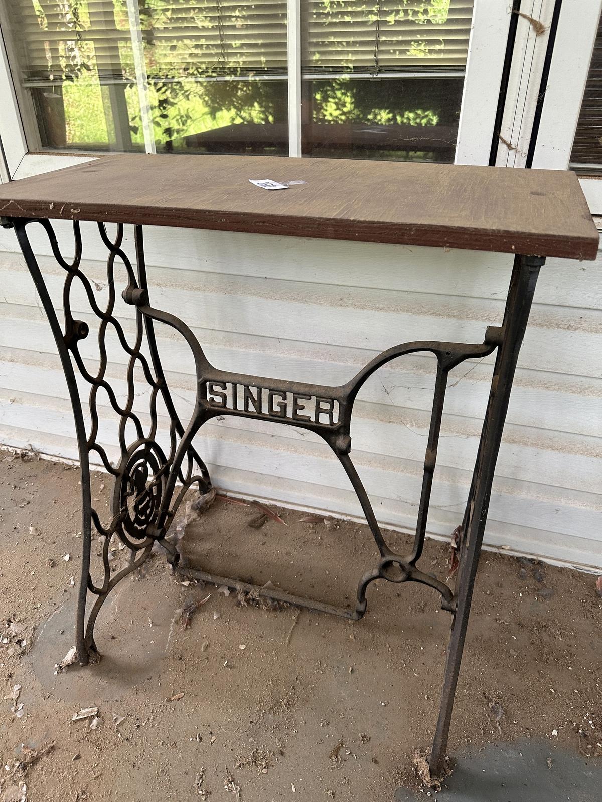 Vintage Singer Frame with Wooden Top (Local Pick Up Only)