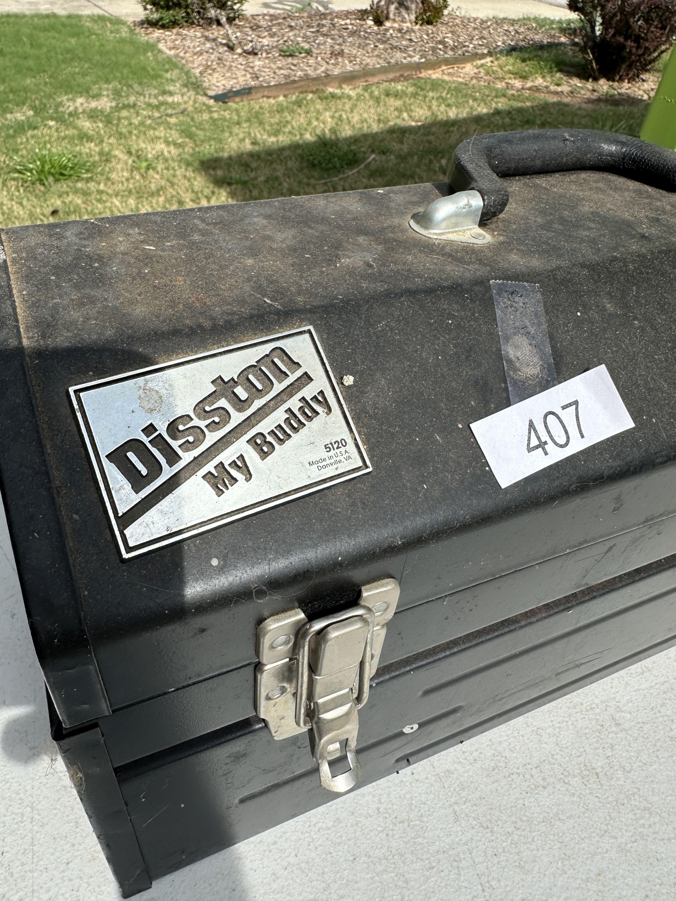 Approx 20 Inch Long Disston My Buddy Metal Tool Box with Misc Tools