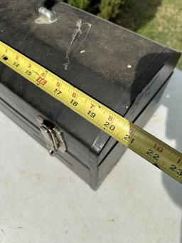 Approx 20 Inch Long Disston My Buddy Metal Tool Box with Misc Tools