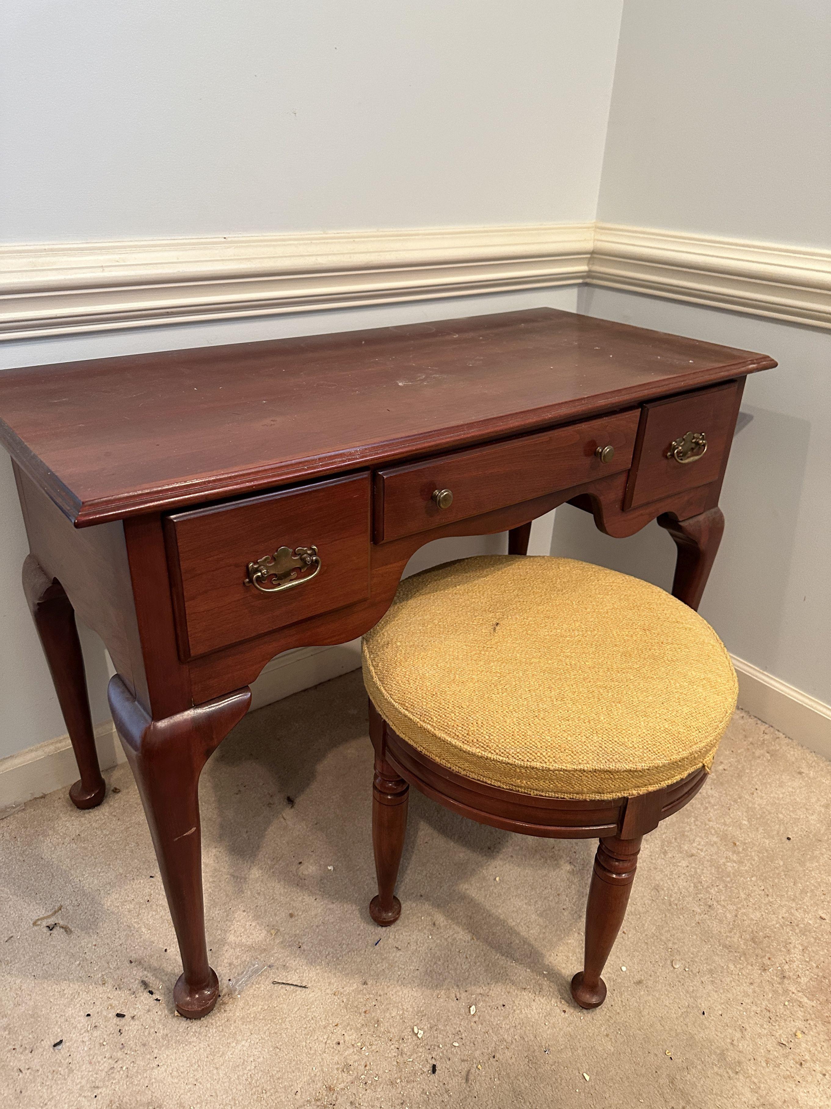 Vintage Nice Harden Solid Cherry Desk with Stool (Local Pick Up Only)