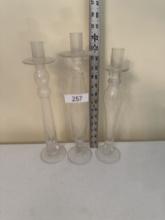 (3) Glass Candle Holders