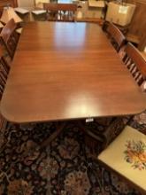 Large Mahoganny Dining Table with Chairs and Protective Mat/with Leaf (Local Pick Up Only)