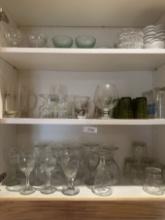 (3) Shelves Full/Stemware, Bowls, ETC