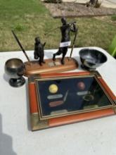 Box Lot/Golfing Themed Décor Pieces, Trophy's, ETC