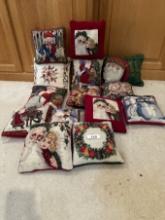 Box Lot/Needlepoint Holiday Pillows