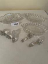 Box Lot/Small Vintage Serving Dishes, Cut Glass Decanter Stoppers