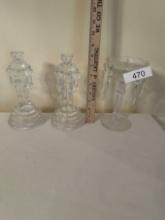 Vintage Nutcracker Glass Ornaments, Scalloped Cut Glass Candle Holder