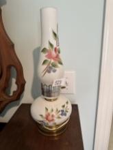 Vintage Floral Hurricane Lamp (Hand Painted) (Local Pick Up Only)