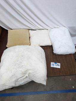 Pillow Lot, Two Plain White, Blue Floral, etc