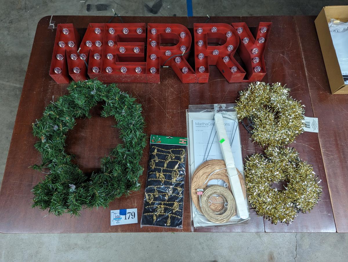 Wreaths, Merry Sign, etc