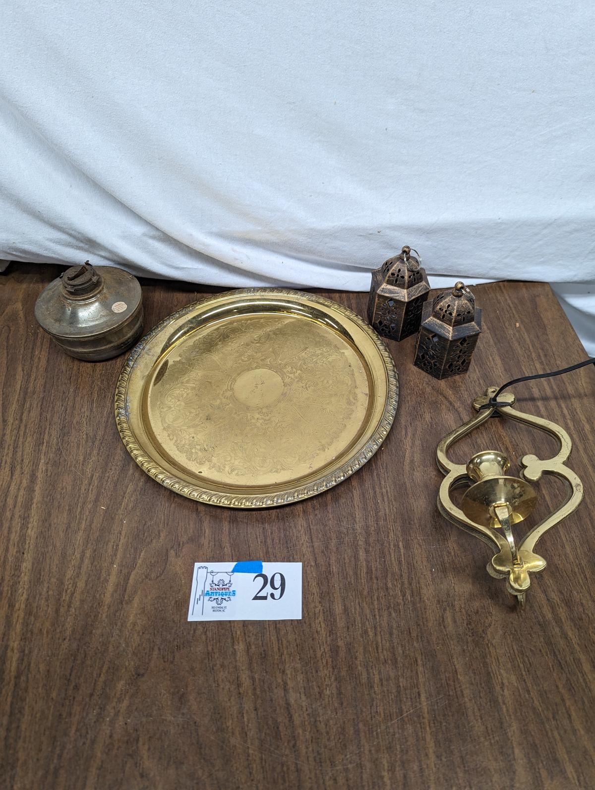 metal lot, lamp base, platter, sconce etc