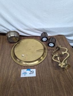 metal lot, lamp base, platter, sconce etc