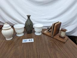 Milk lass cups, Bookends, etc