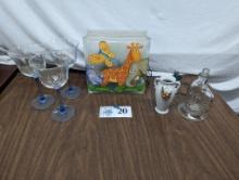 Glass Block, wine glasses, vase, etc