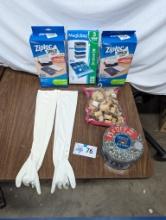 White Gloves, Yarn Spools, Ziploc Bags, etc