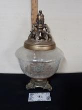 Large Crackle Glass Apothecary Jar w/Lid