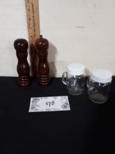 Salt and Pepper Lot, Wooden, Mason Jars