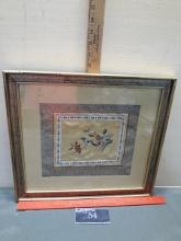 Vintage Chinese Hand-Stitched Silk Embroidery Panel Framed