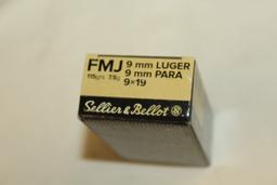 50 Rounds of Sellier & Bellot 9mm 115 Gr. FMJ Ammo